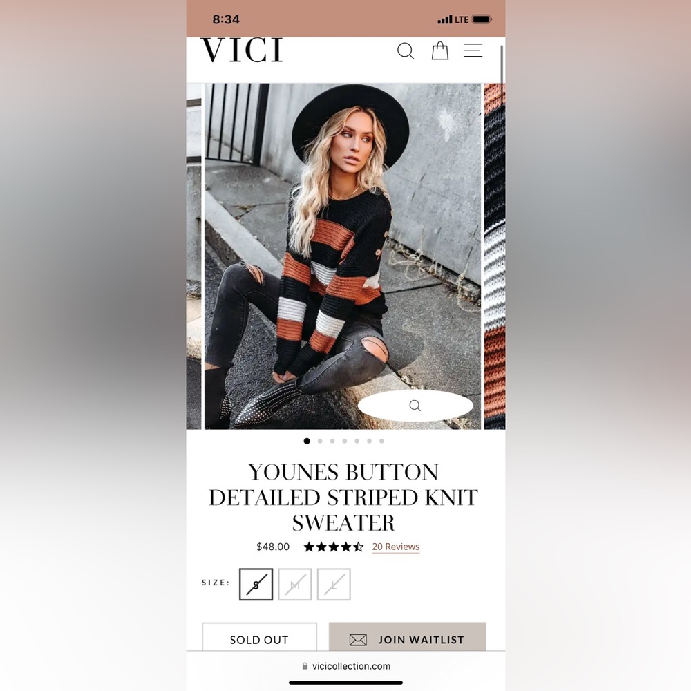 Younes button detailed strip knit sweater (sold out online) NWT